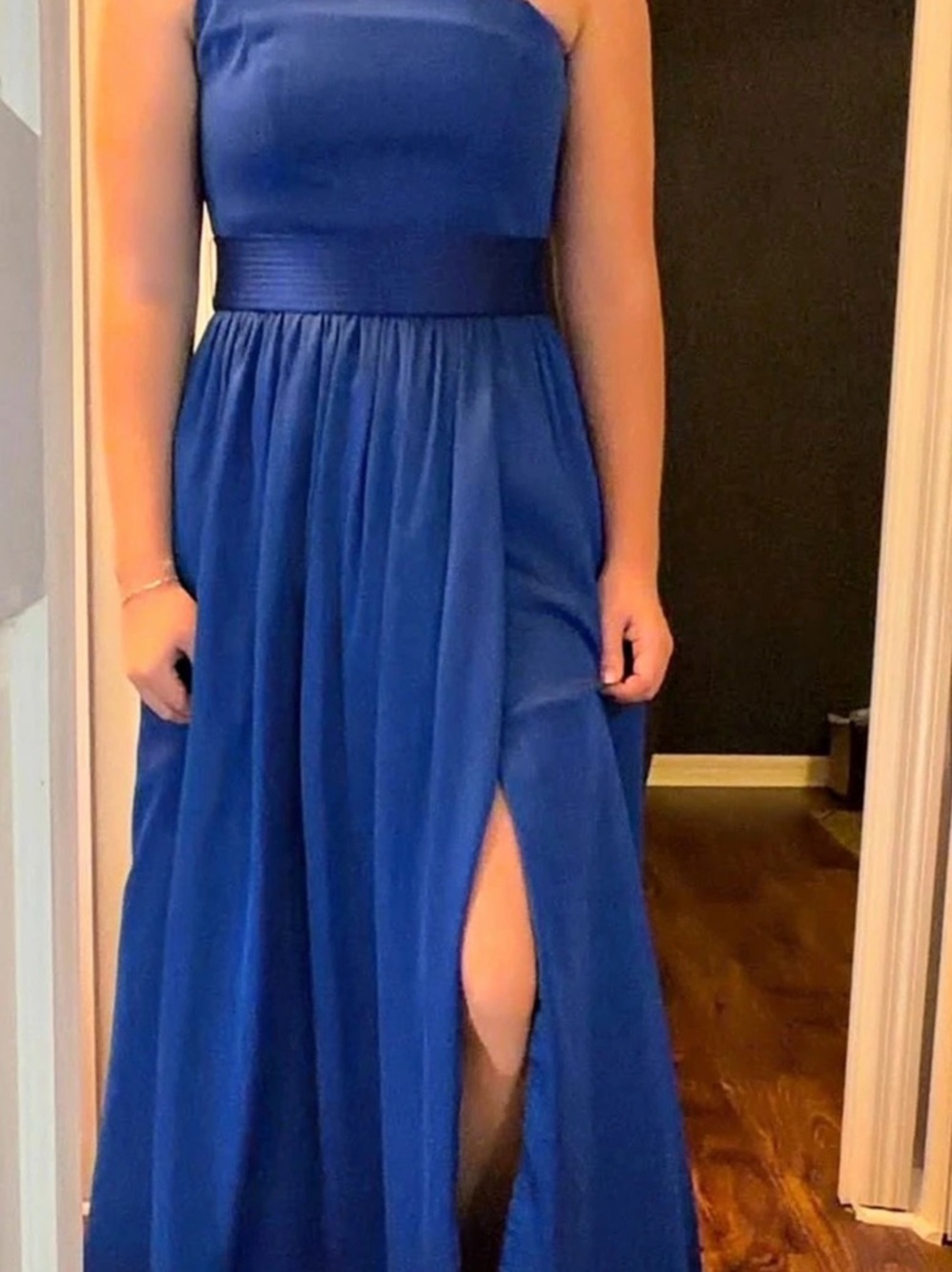 Vera Wang One-Shoulder Blue Maxi Dress Like New